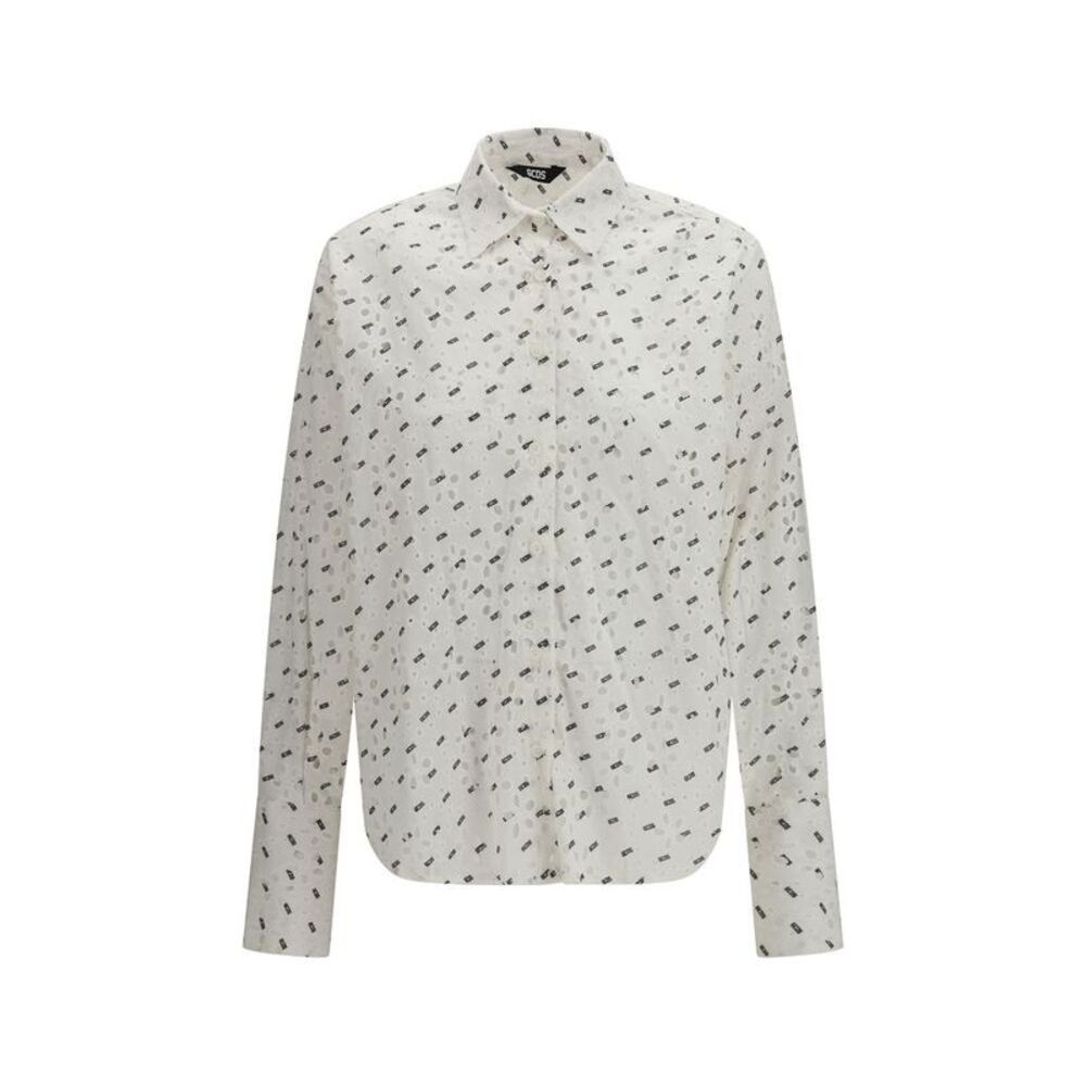 GCDS White Cotton Pattern Women's Shirt